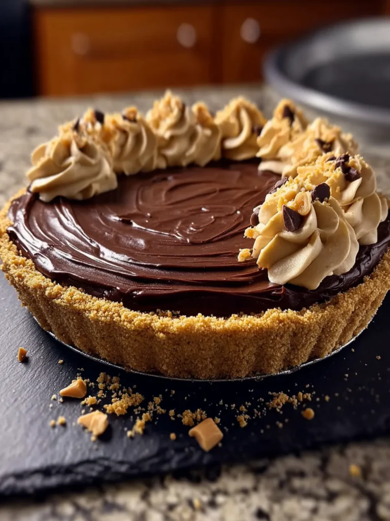 No-Bake Chocolate Peanut Butter Cream Pie Recipe First Image