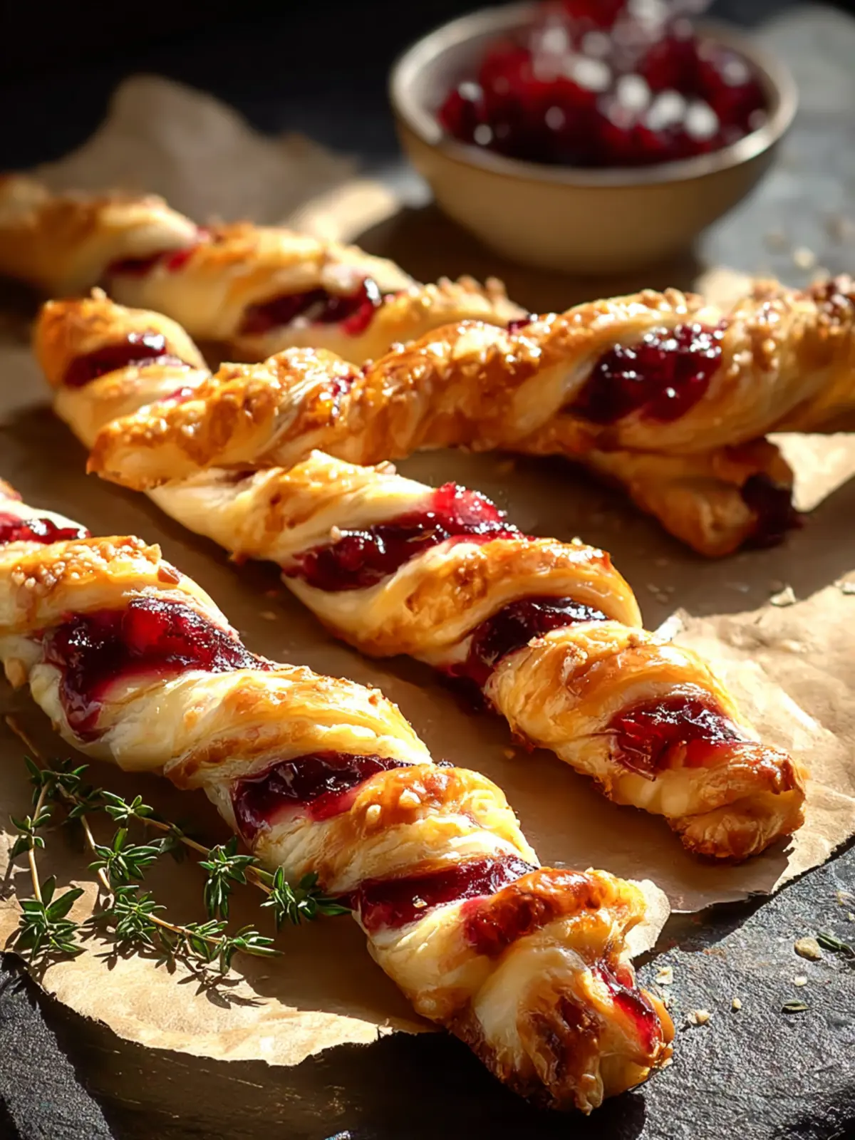 Cranberry Brie Puff Pastry Twists Recipe First Image