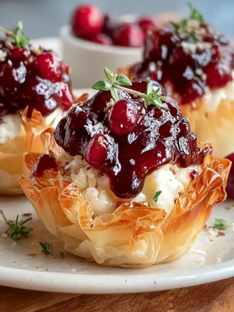 Festive Cranberry Brie Thyme Phyllo Cups – Sweet & Savory First Image