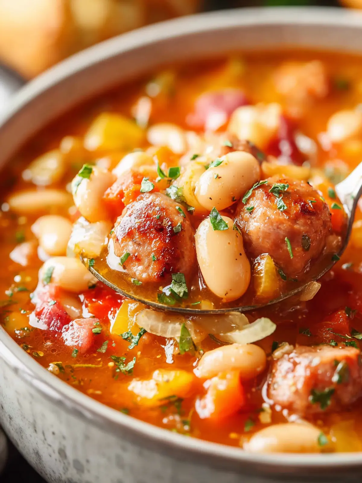 Slow Cooker Sausage and Three Bean Soup First Image