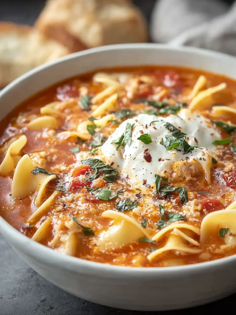 Healthy Lasagna Soup with Turkey, Easy, One Pot First Image