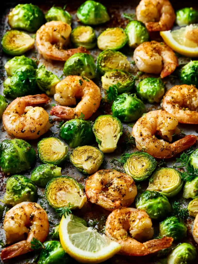 Roasted Asian Shrimp and Brussels Sprouts (Sheet Pan Meal) First Image