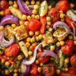 Mediterranean Chickpea and Halloumi Sheet Pan Dinner First Image