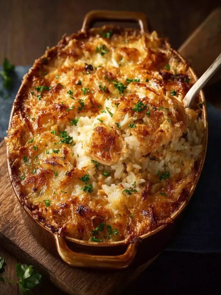 French Onion Chicken Rice Bake First Image