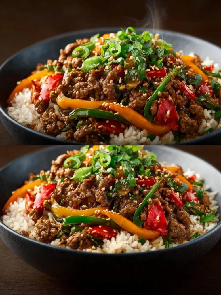 Quick and Easy Beef and Pepper Rice Bowl First Image