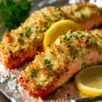 Garlic Parmesan Crusted Salmon Baked In Foil First Image