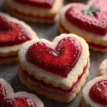 heart shaped strawberry shortbread cookies First Image