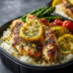 lemon garlic chicken meal prep bowls First Image