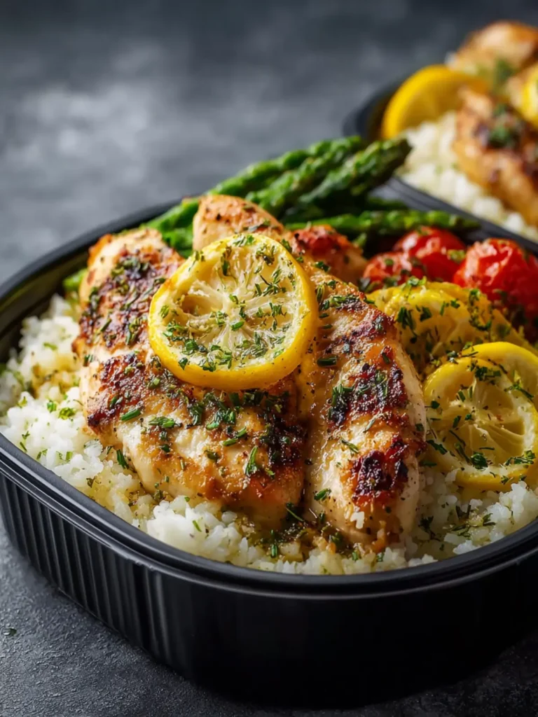 lemon garlic chicken meal prep bowls First Image